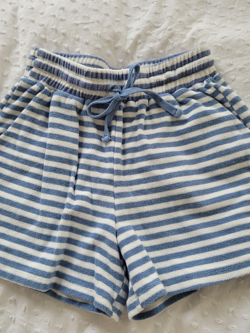 Ya Los Angeles Blue and White Striped High Waist Shorts